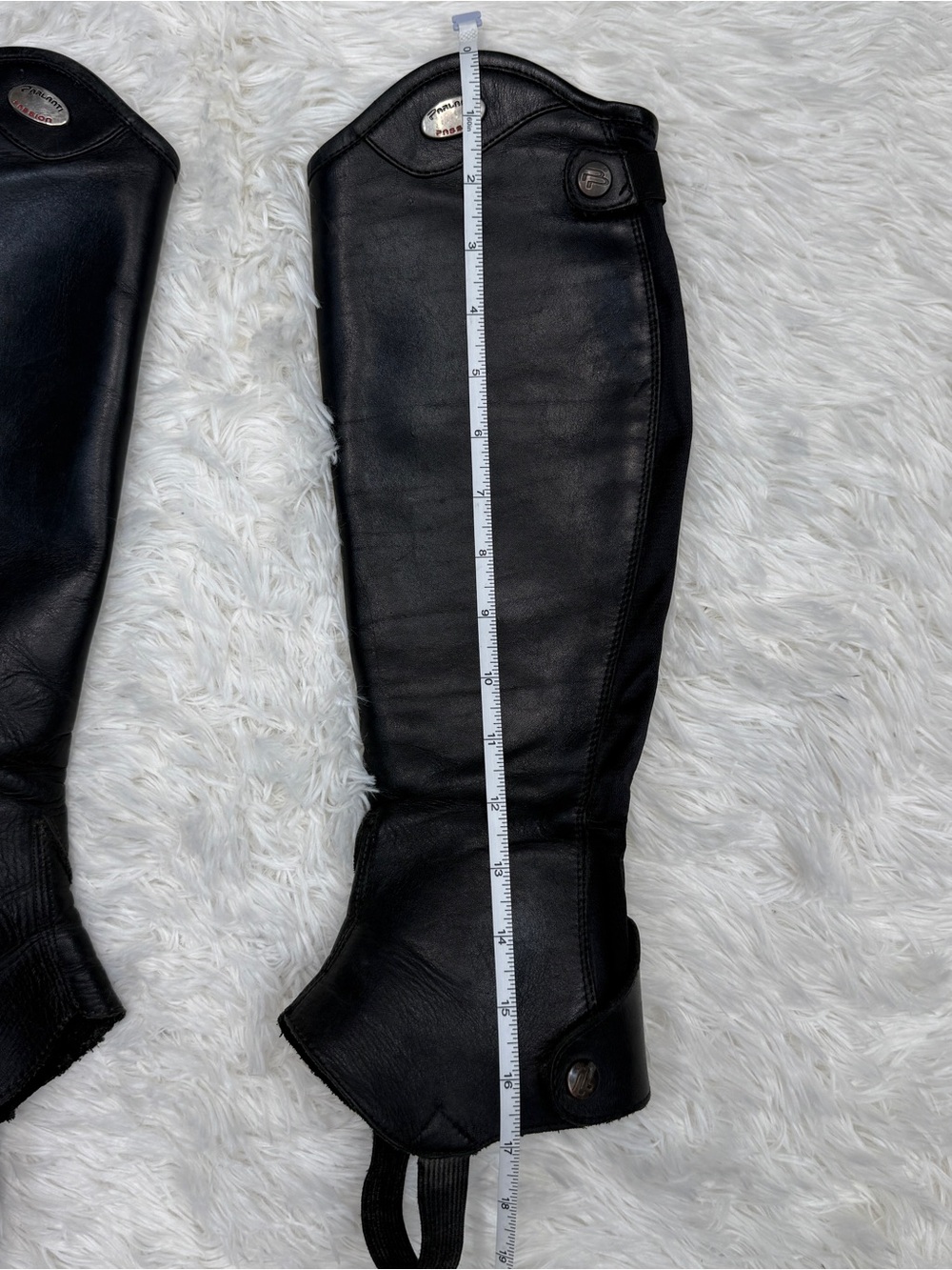 Black Parlanti Leather English Horseback Riding Half Chaps. Good Condition. - Picture 8 of 9